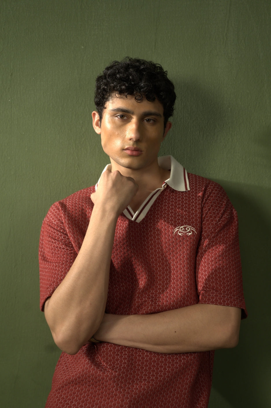 Red crab polo shirt