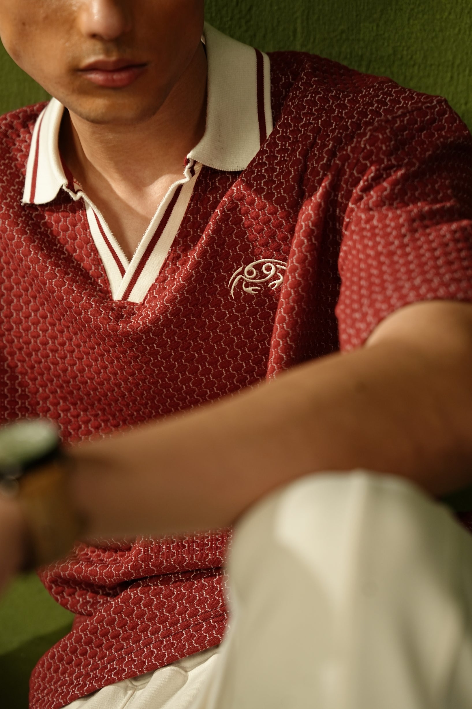 Red crab polo shirt